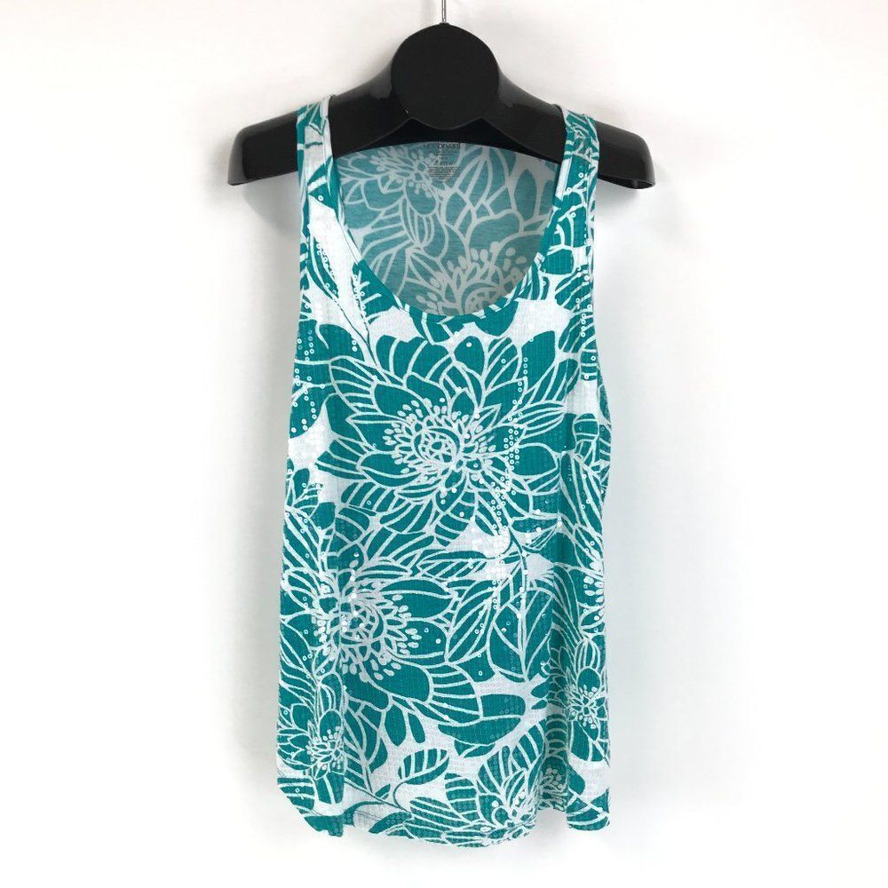 Lane Bryant Floral Sequin Tank Women's Plus Size 14/16 Sleeveless Stretch Knit